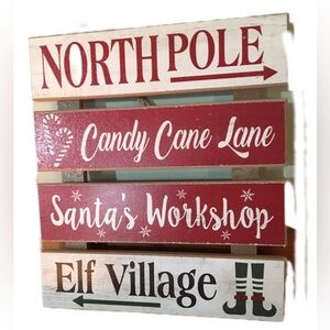 Festive Holiday Sign with Red and White Accents